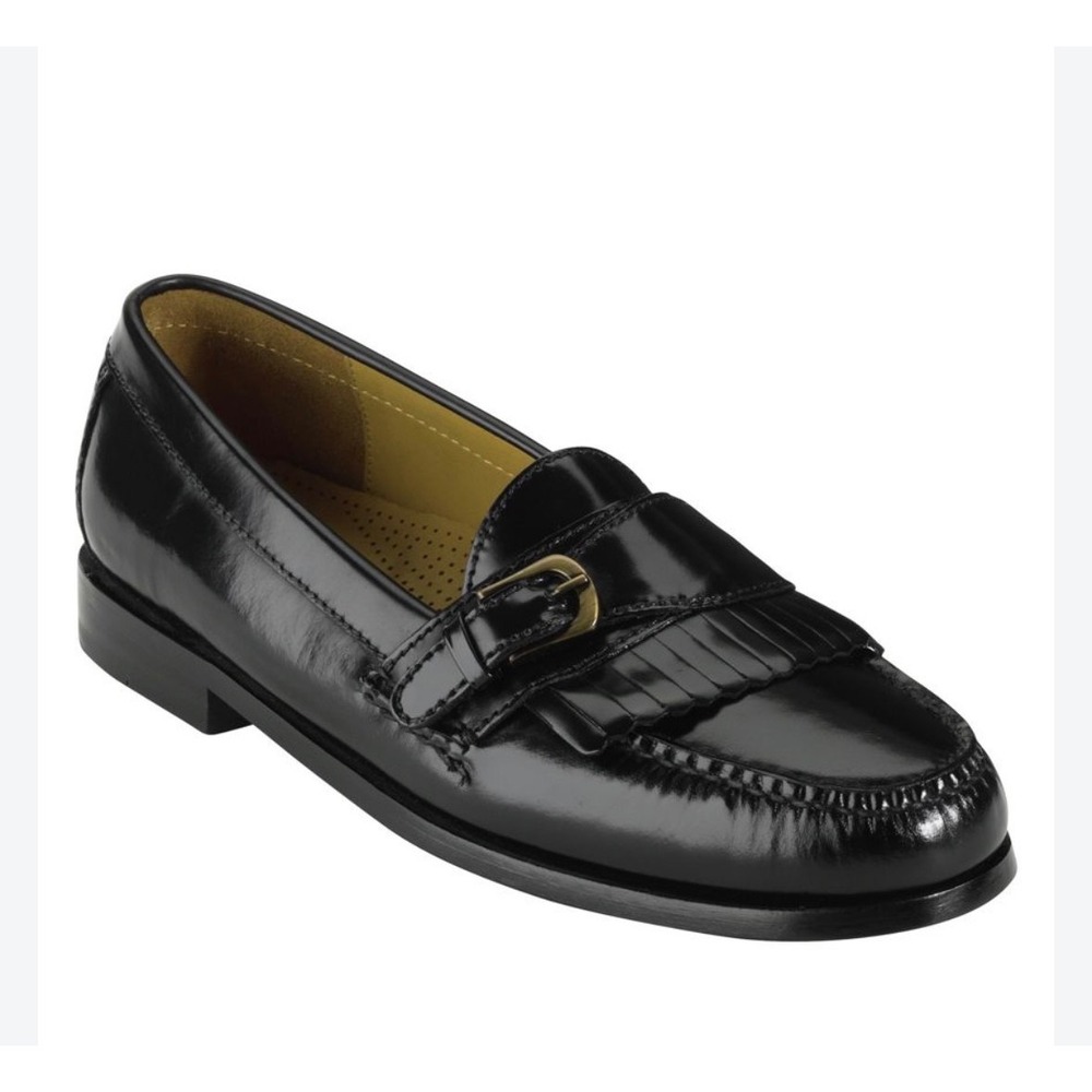 Cole Haan City Black Leather Kiltie Buckle Loafers Mens 9.5 D